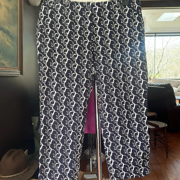 crown & ivy Pants - Crown & Ivy Women's Size 4P Navy Cropped Capri Pants Elephant Logo NWT
